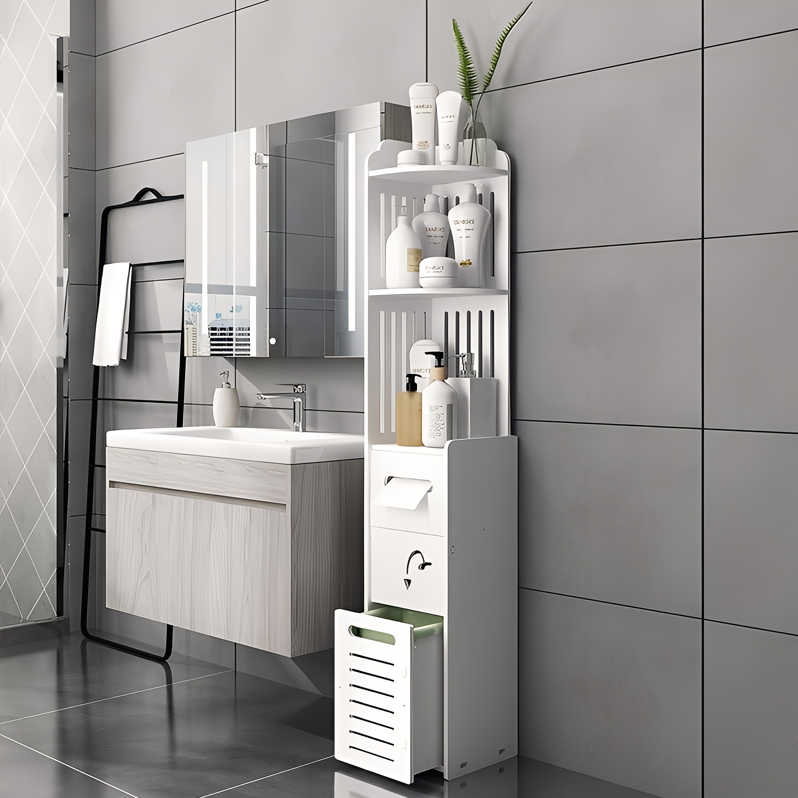Home Bathroom Cabinets - Space-Saving Bathroom Cabinet, 1pc Waterproof Multifunctional