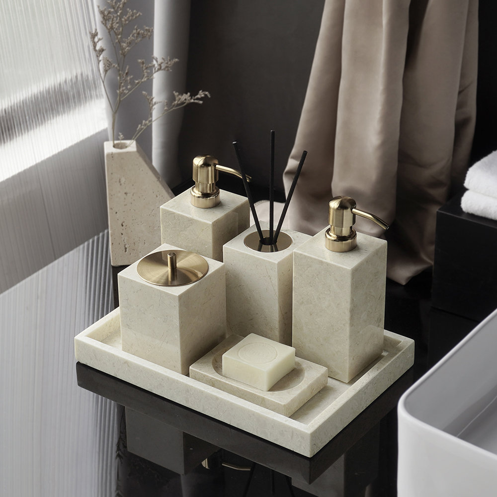 Zara Home Bathroom Set - Crema Nuova Natural Marble Bathroom Set