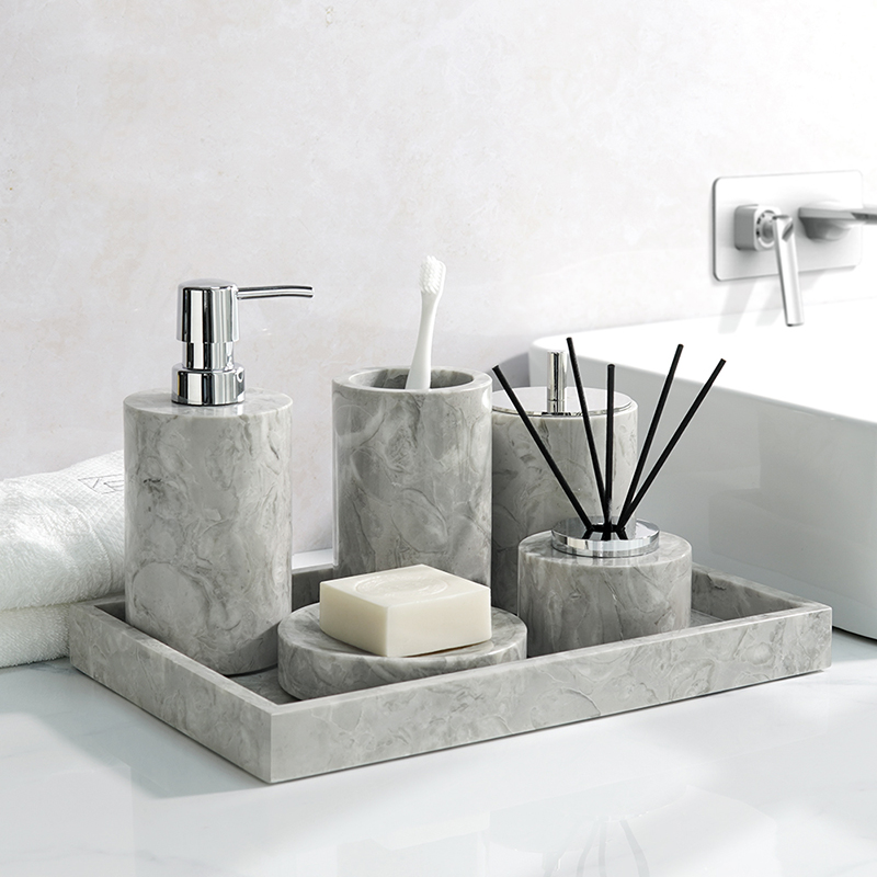 Zara Home Bathroom Set - Pitaya Flower Natural Marble Bathroom Accessories