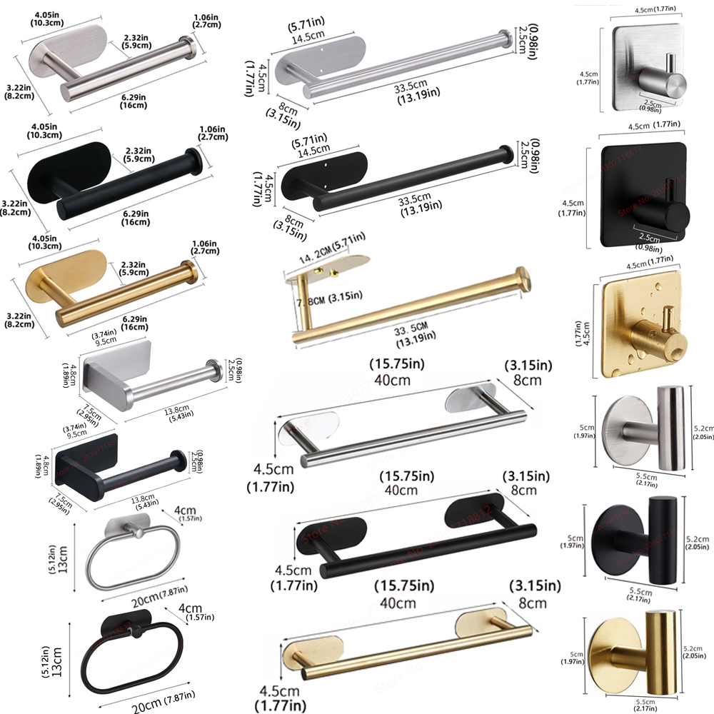 Zara Home Bathroom Set - Adhesive Bathroom Hardware Accessories Towel Rack
