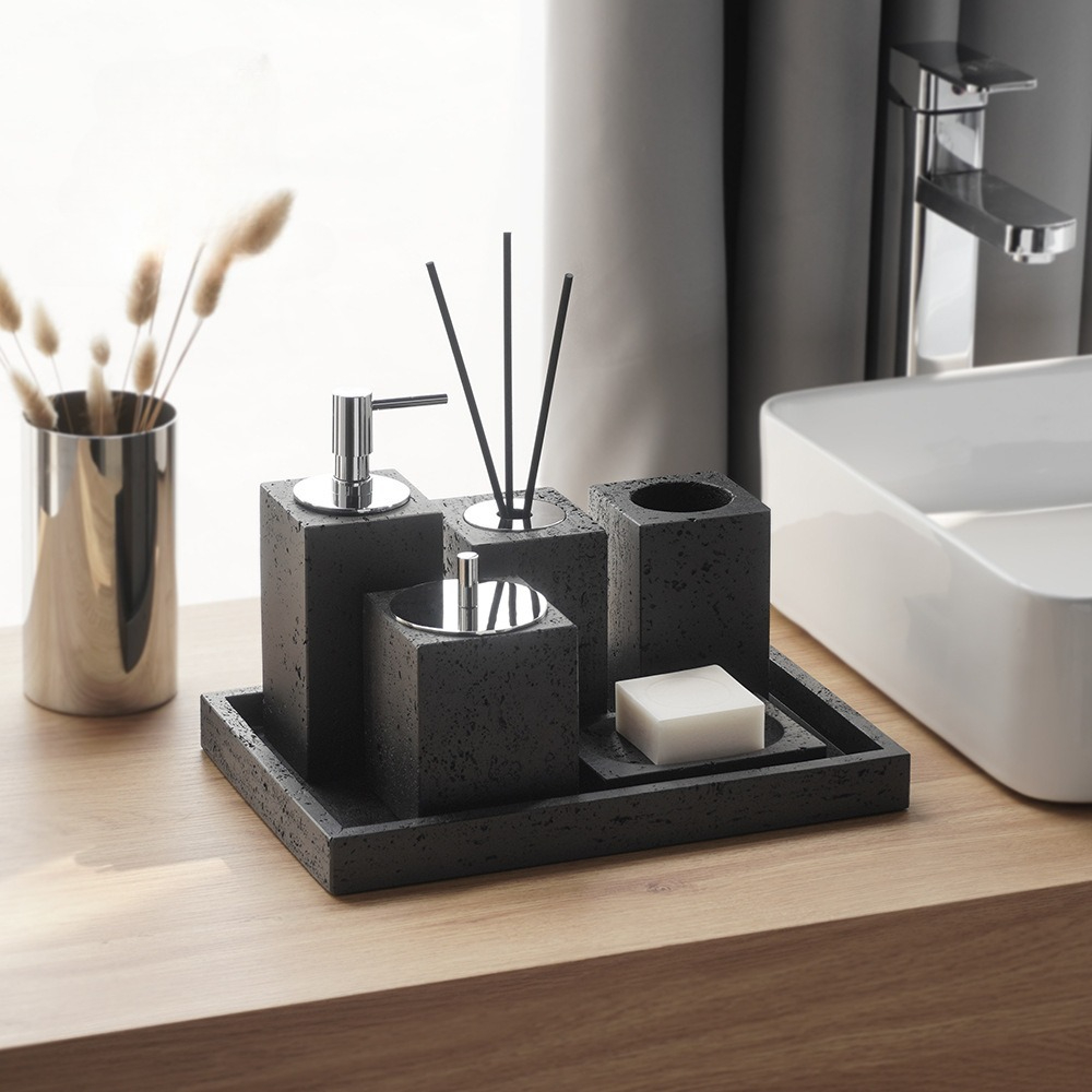 Zara Home Bathroom Set - Modern Sandstone Cave Stone Rinse Cup