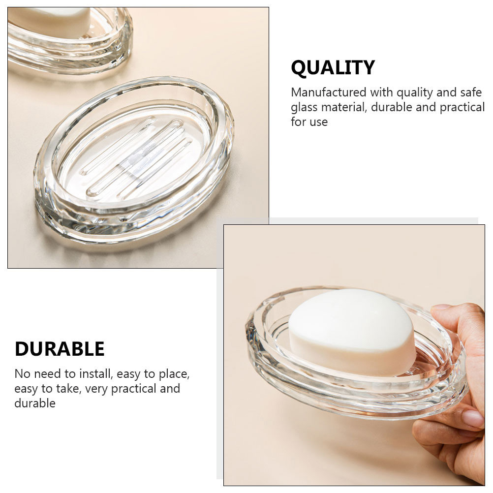 2Pcs Soap Box Transparent Glas - Home Bathroom Organizer review and price