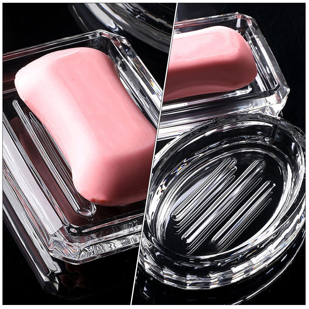 2Pcs Soap Box Transparent Glas - Home Bathroom Organizer review and price