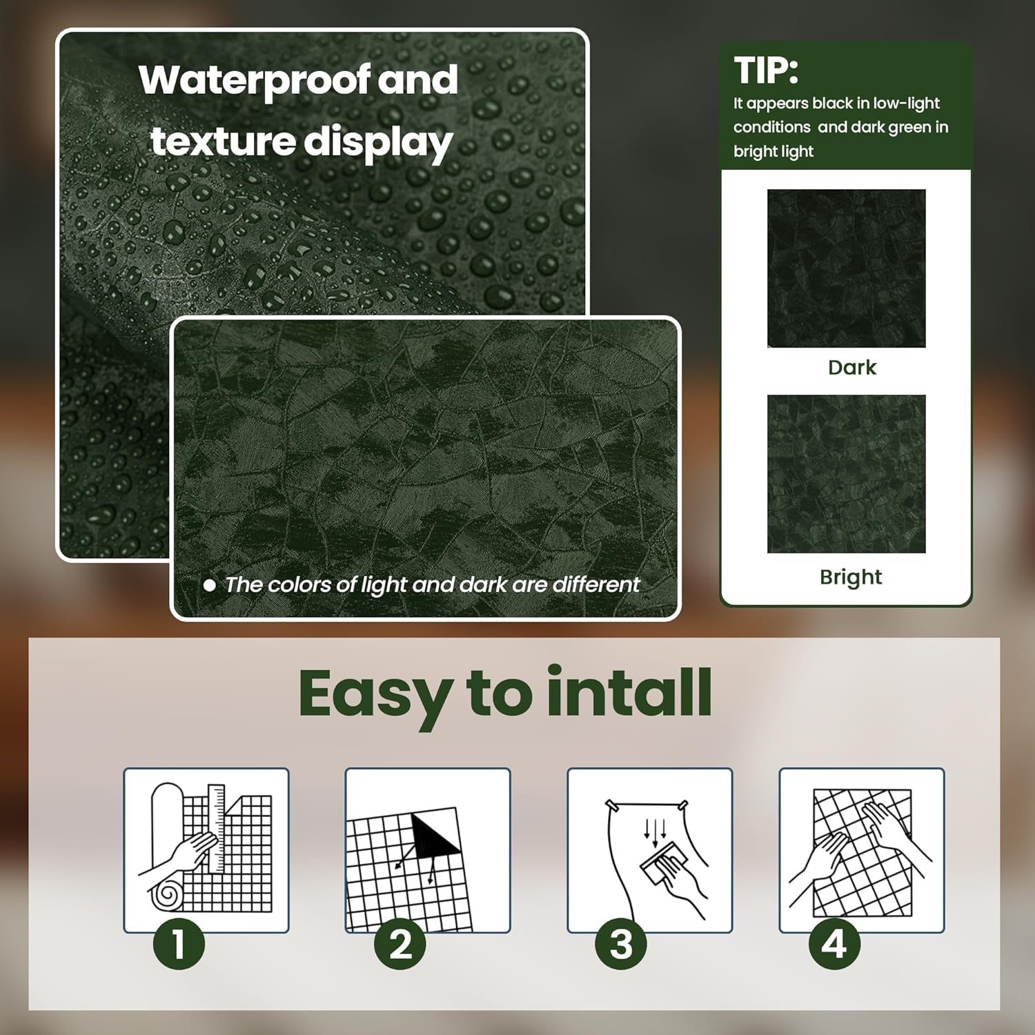 Dark Green Peel and Stick Wall - Home Bathroom Cabinets review and price