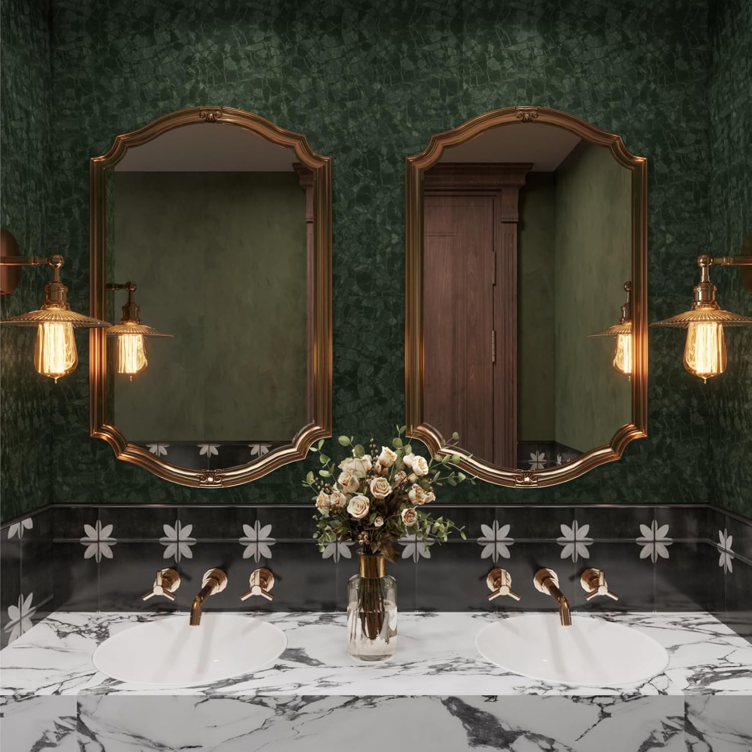Dark Green Peel and Stick Wall - Home Bathroom Cabinets review and price