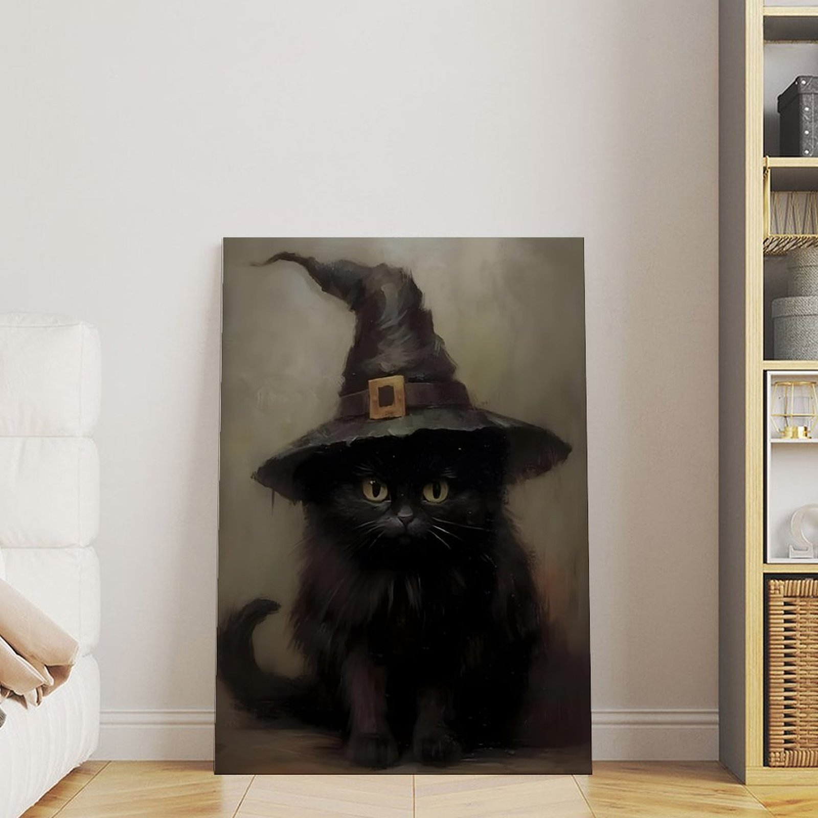 Black Cat Witch Hat Art Poster - Home Bathroom Mirror review and price