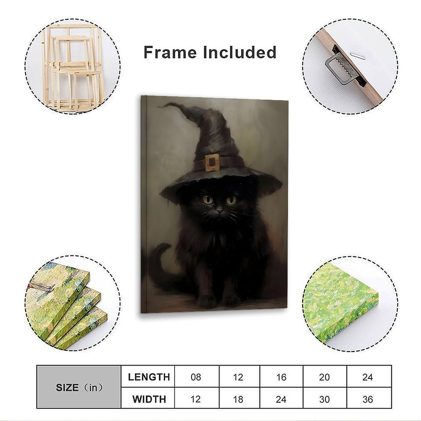 Black Cat Witch Hat Art Poster - Home Bathroom Mirror review and price